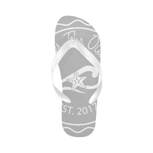 Load image into Gallery viewer, Loves The Ocean Unisex Grey White Flip Flops