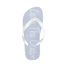 Load image into Gallery viewer, Loves The Ocean Navy White Flip Flops