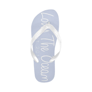 Loves The Ocean Navy White Flip Flops