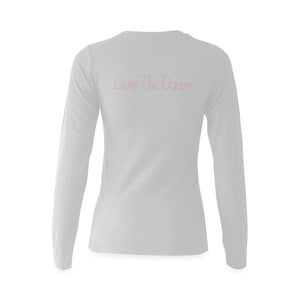 Loves The Ocean White Rose Long Sleeve T- Shirt