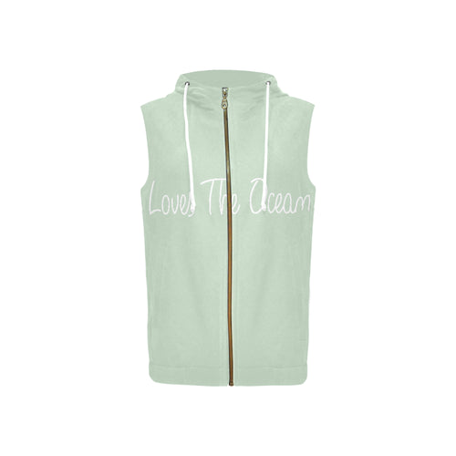 Loves The Ocean All Over Print Full Zip Sleeveless Hoodie