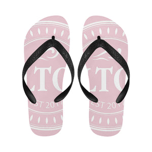 Loves The Ocean Unisex Rose White Flip Flops