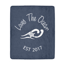 Load image into Gallery viewer, Loves The Ocean Navy White Ultra-Soft Micro Fleece Blanket 50&quot; x 60&quot;