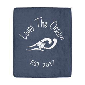 Loves The Ocean Navy White Ultra-Soft Micro Fleece Blanket 50" x 60"