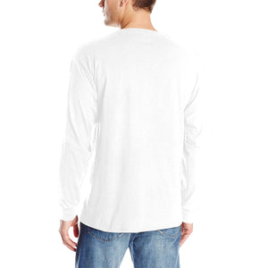 LTO Men White Blue Cotton Long Sleeve T-Shirt