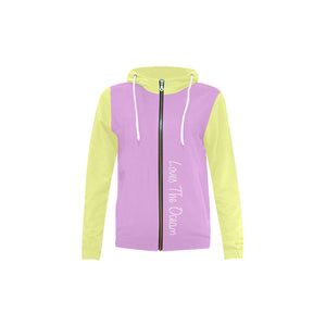 Loves The Ocean Yellow Lilac Youth All Over Print Full Zip Hoodie