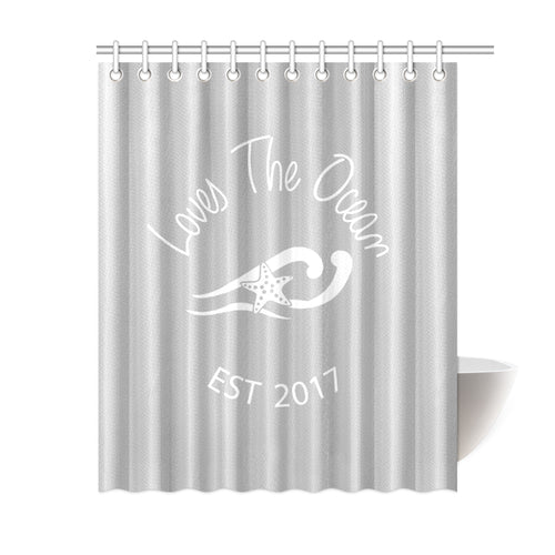 Loves The Ocean Grey Shower Curtain 60