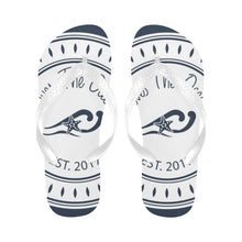 Load image into Gallery viewer, Loves The Ocean Navy White Unisex Flip Flops