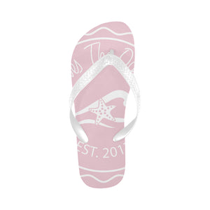 Loves The Ocean Unisex Rose White Flip Flops