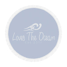 Load image into Gallery viewer, Loves The Ocean Rose White Circular Beach Towel / Shawl 59&quot;