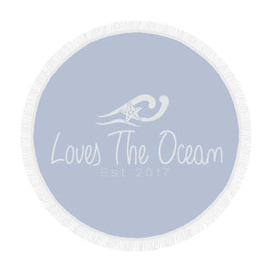 Loves The Ocean Rose White Circular Beach Towel / Shawl 59"