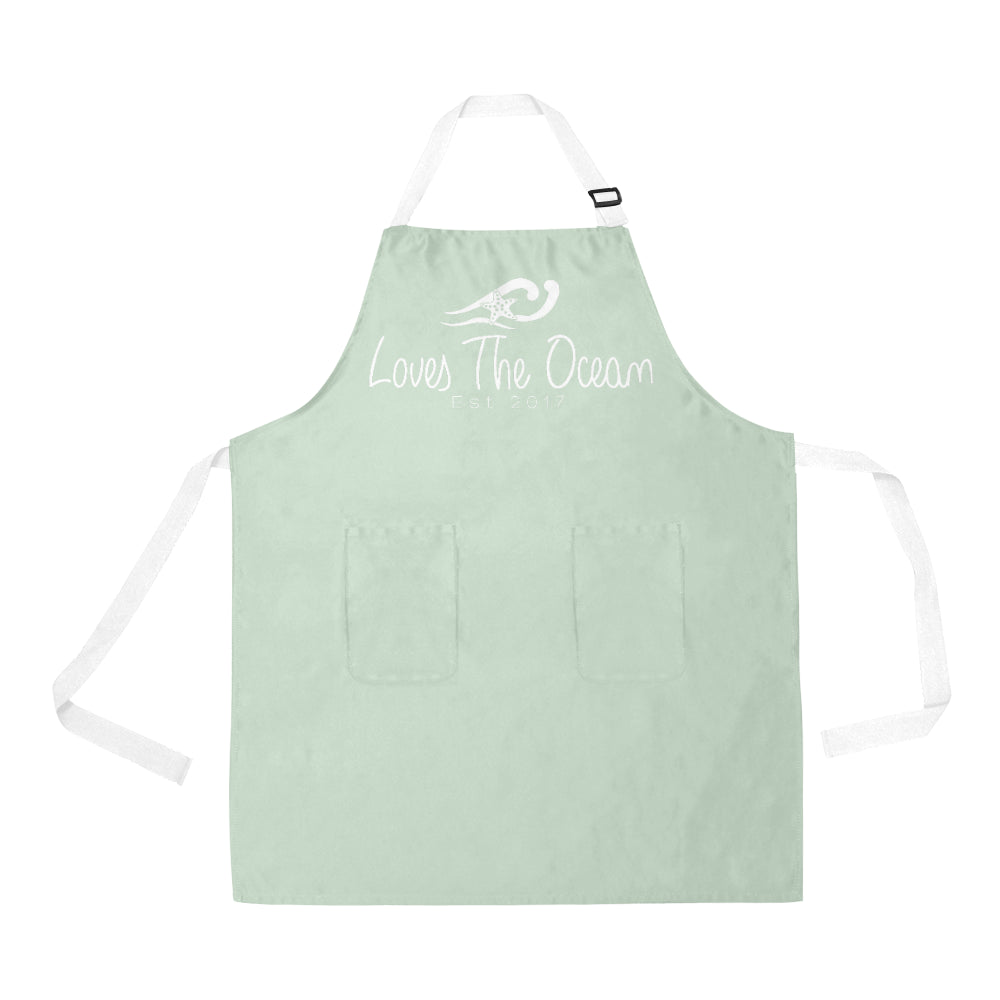 Loves The Ocean Mint White All Over Print Adjustable Apron