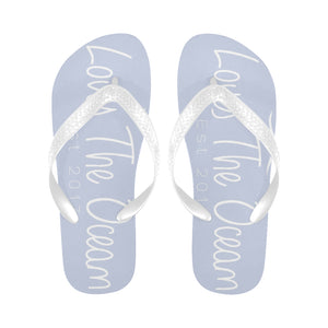 Loves The Ocean Navy White Flip Flops