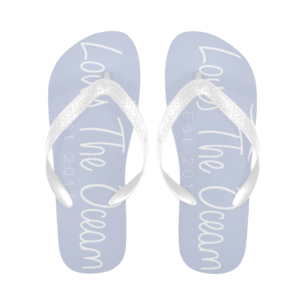 Loves The Ocean Navy White Flip Flops