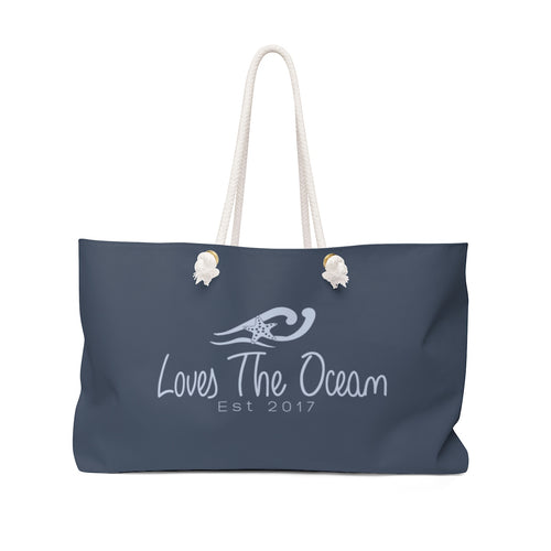 Loves The Ocean Navy Beach Bag