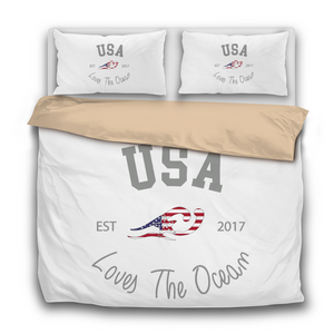 Loves The Ocean USA Limited Edition Lightgrey 3 Pcs Bedding Sets