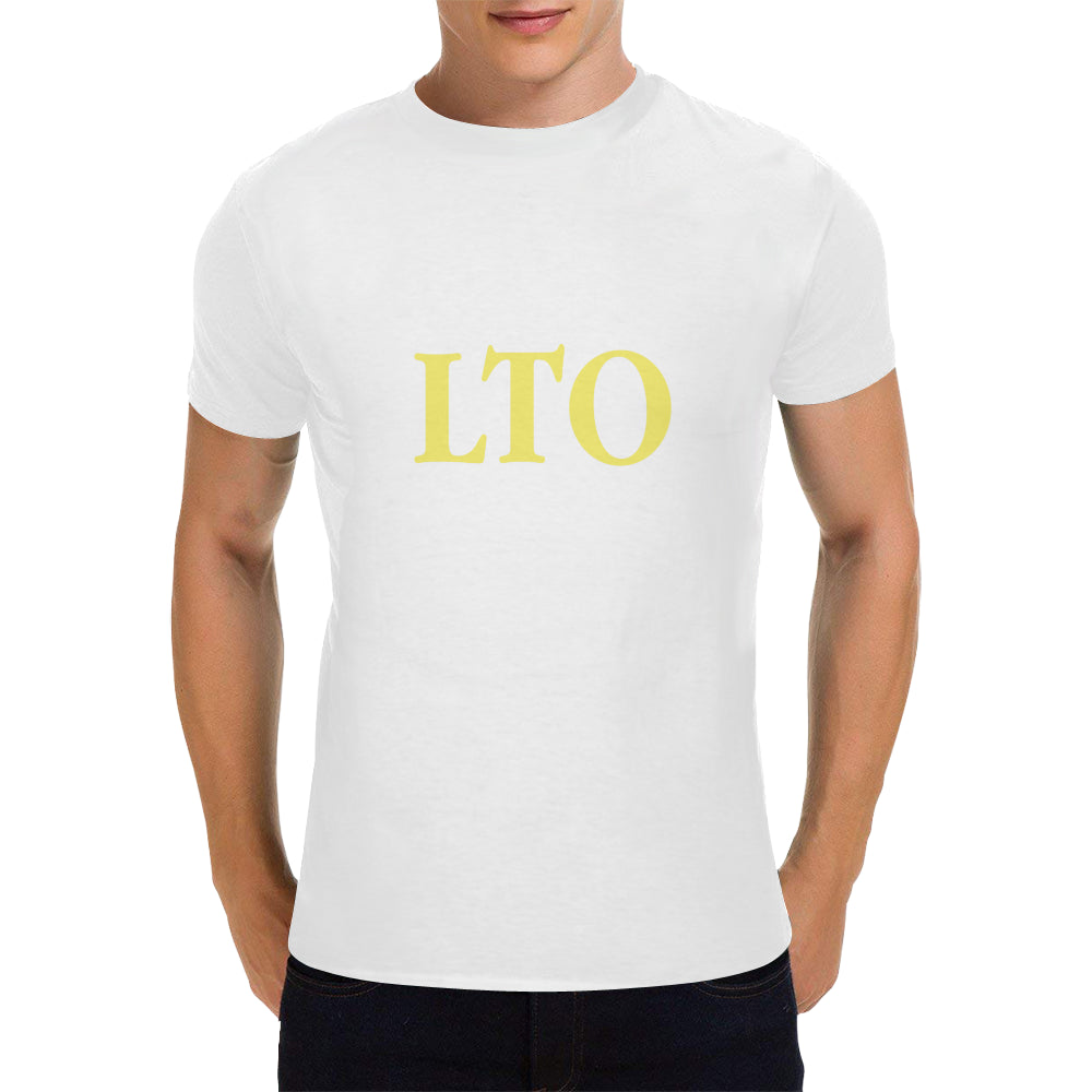 LTO Men White Yellow Cotton T-Shirt