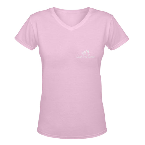 Loves The Ocean Rose White V-Neck T-Shirt