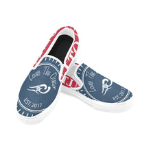 Load image into Gallery viewer, Loves The Ocean Navy Red Slip- On Canvas Shoes