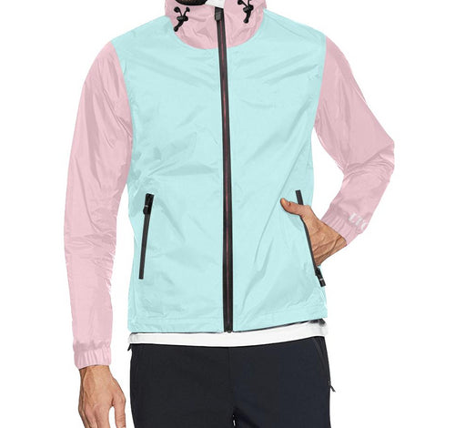 LTO Men All Over Print Mint Pink Hooded Windbreaker