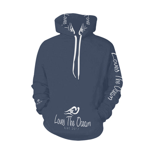 Loves The Ocean Navy White  All Over Print Hoodie