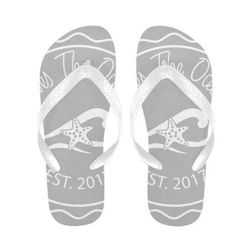 Loves The Ocean Unisex Grey White Flip Flops