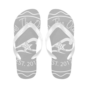 Loves The Ocean Unisex Grey White Flip Flops