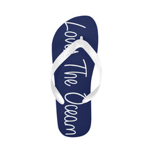 Load image into Gallery viewer, Loves The Ocean Unisex Navy Blue Flip Flops