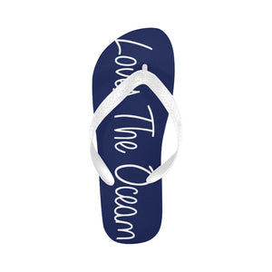 Loves The Ocean Unisex Navy Blue Flip Flops