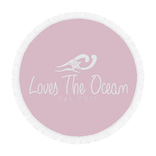 Load image into Gallery viewer, Loves The Ocean Rose White Circular Beach Towel / Shawl 59&quot;