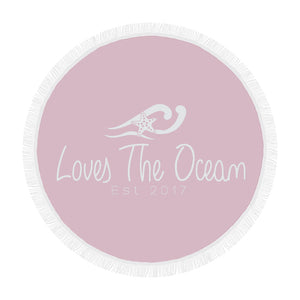 Loves The Ocean Rose White Circular Beach Towel / Shawl 59"