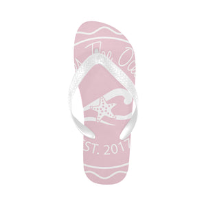 Loves The Ocean Unisex Rose White Flip Flops