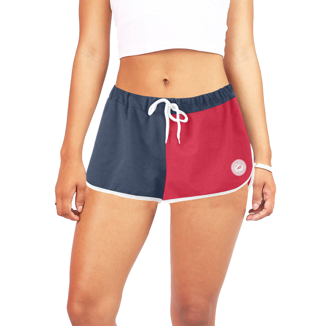 Loves The Ocean Navy Red All Over Print Casual Shorts