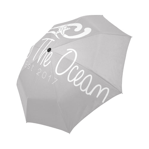 Loves The Ocean Grey White Automatic Foldable Umbrella