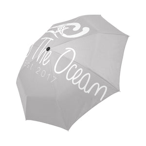 Loves The Ocean Grey White Automatic Foldable Umbrella