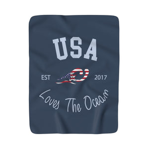 Loves The Ocean USA Limited Edition Sherpa Fleece Blanket