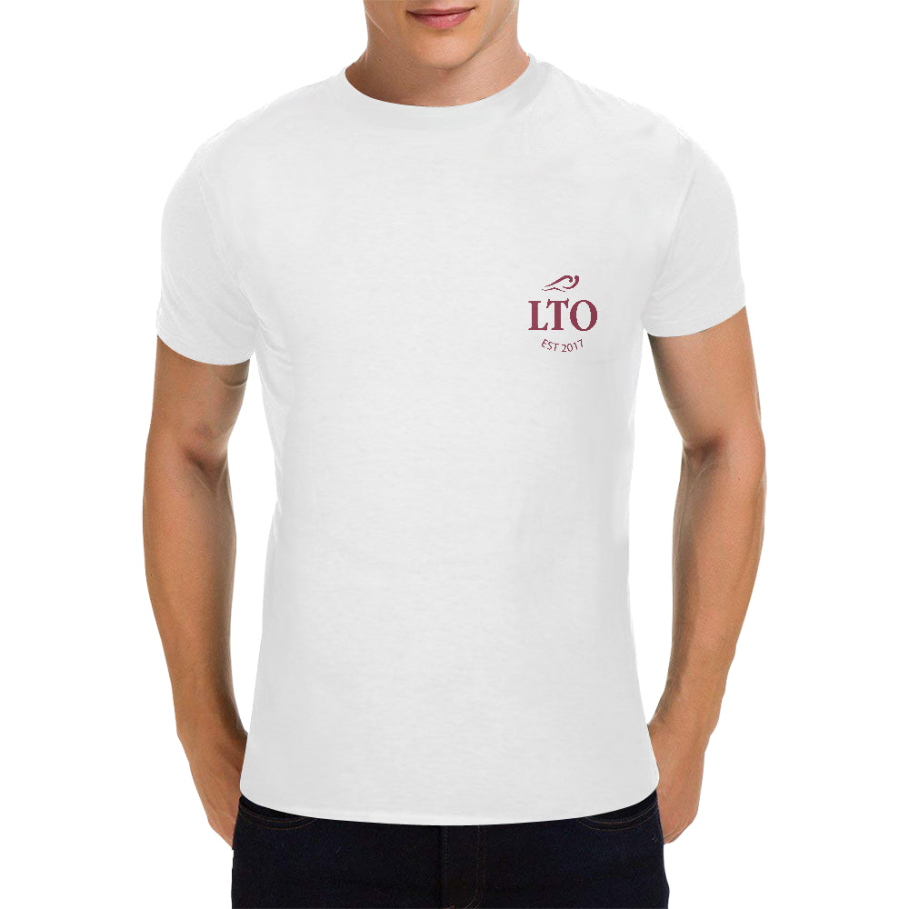 LTO Men White Darkred Cotton T-Shirt