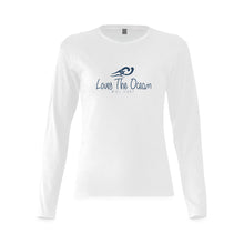 Load image into Gallery viewer, Loves The Ocean White Navy Long Sleeve T- Shirt