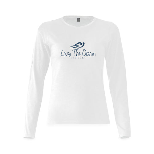 Loves The Ocean White Navy Long Sleeve T- Shirt