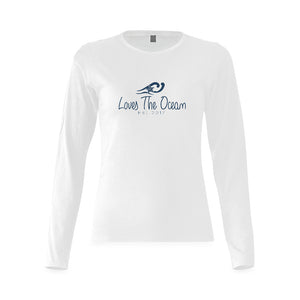 Loves The Ocean White Navy Long Sleeve T- Shirt