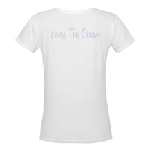 Load image into Gallery viewer, Loves The Ocean White Lightblue  V-Neck T- Shirt