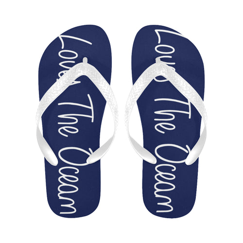 Loves The Ocean Unisex Navy Blue Flip Flops