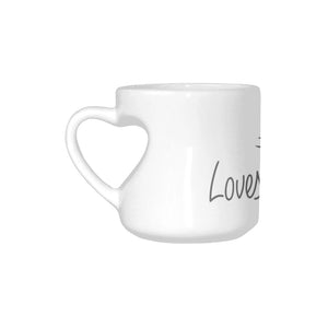 Loves The Ocean White DarkGrey Heart Shaped Mug (10.3 OZ)