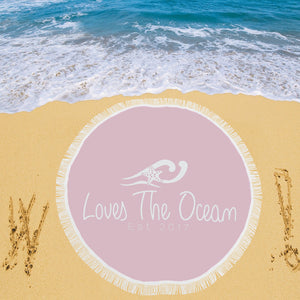 Loves The Ocean Rose White Circular Beach Towel / Shawl 59"