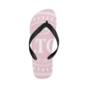 Loves The Ocean Unisex Rose White Flip Flops