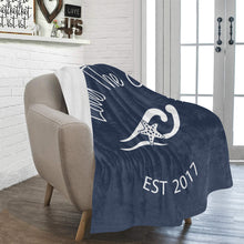 Load image into Gallery viewer, Loves The Ocean Navy White Ultra-Soft Micro Fleece Blanket 50&quot; x 60&quot;