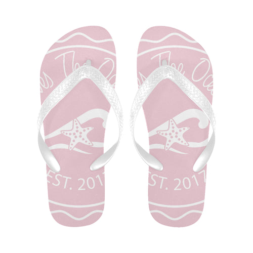 Loves The Ocean Unisex Rose White Flip Flops