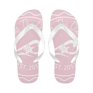 Loves The Ocean Unisex Rose White Flip Flops