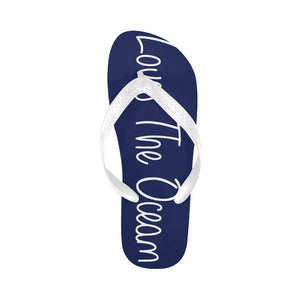 Loves The Ocean Unisex Navy Blue Flip Flops