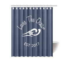 Load image into Gallery viewer, Loves The Ocean Navy Shower Curtain 60&quot;x72&quot;